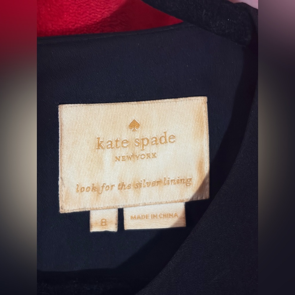 GWP! Kate spade New York size 8 black fringe shoulder cocktail party dress - Picture 5 of 13